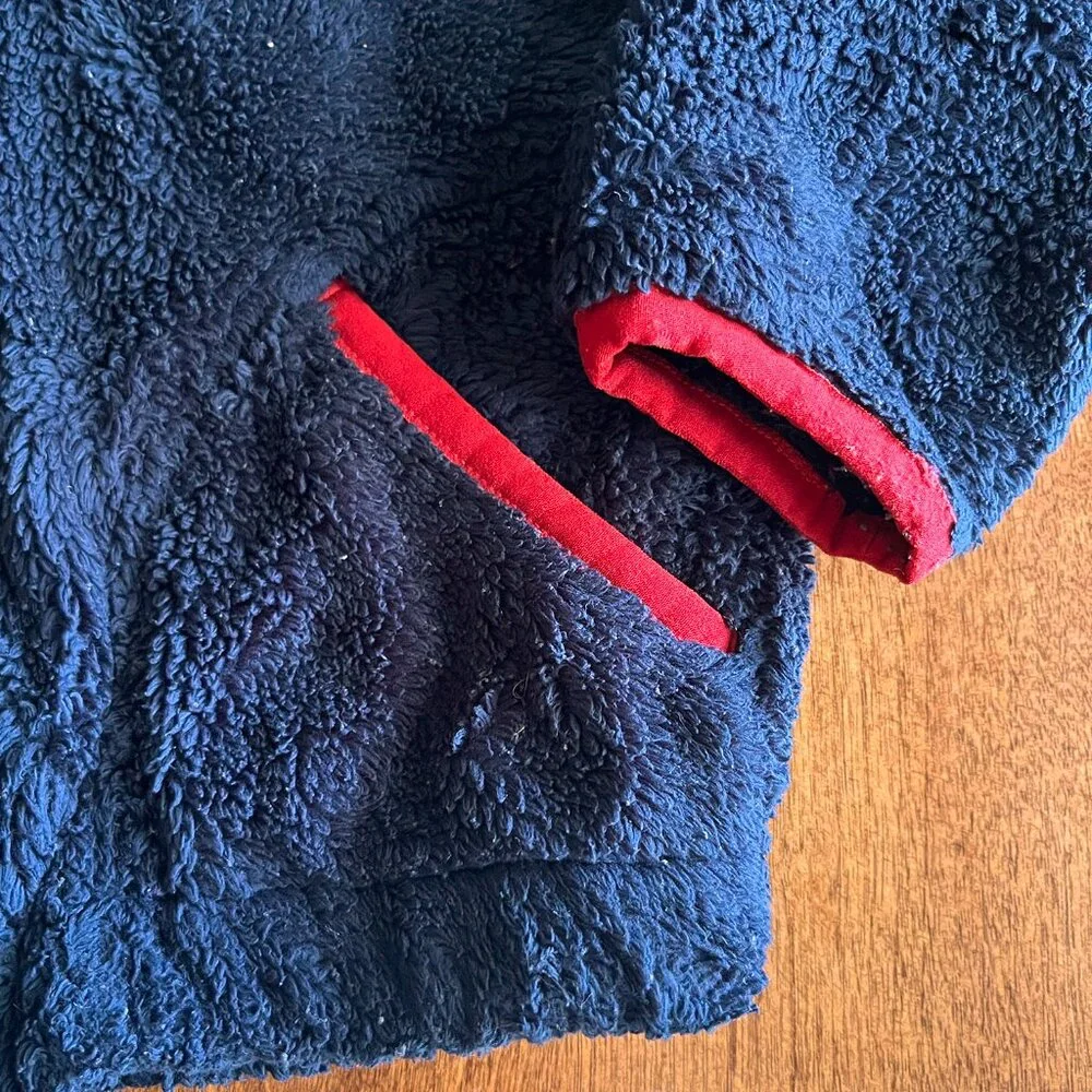 The North Face navy/red plush fleece hoodie 12-18m